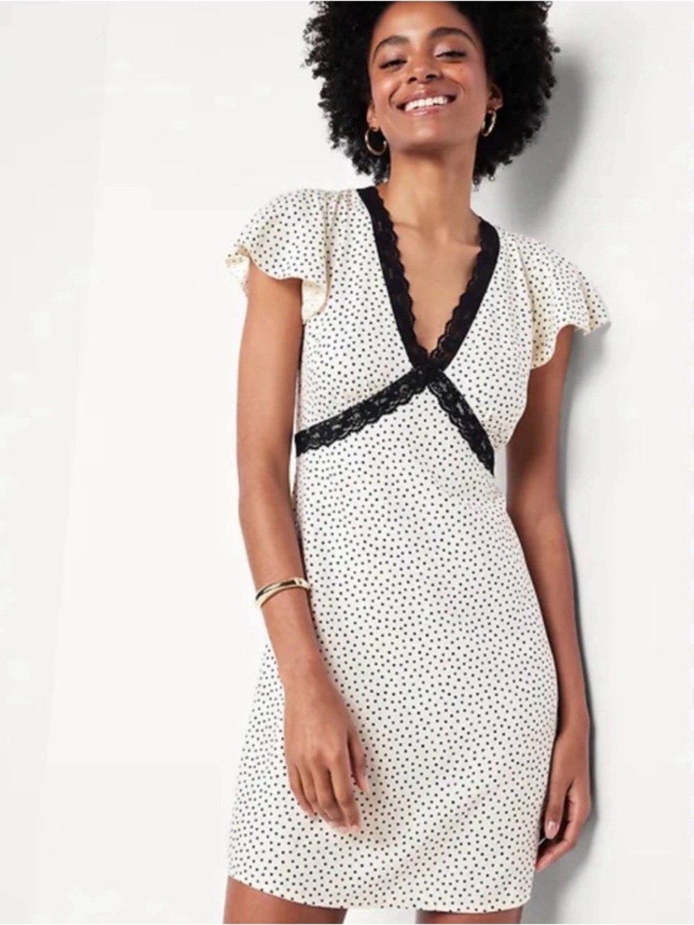 Old Navy Fit & Flare Crepe Lace-Trim Mini Dress
